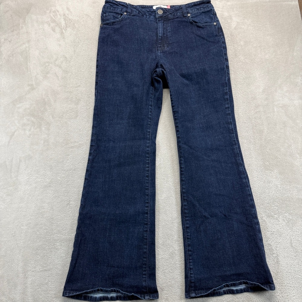 Cabi Jeans Womens 10 Trouser Bootcut Flare Dark Wash Blue Wide Leg Stretch Denim